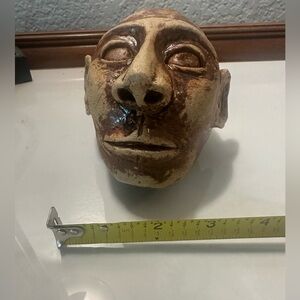 Rustic  Ceramic pottery Face Sculpture curiosity